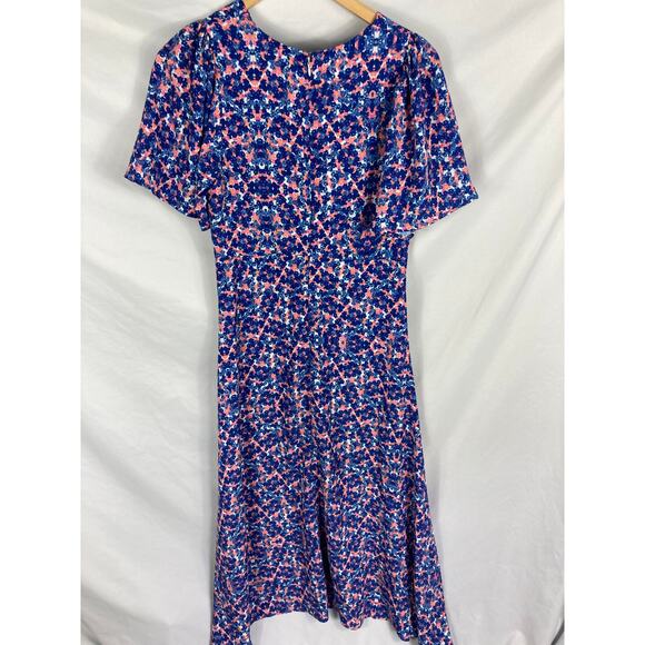 NWT Koko + Mason Floral Print Short Sleeve Midi Dress Blue Size Small - Picture 4 of 4